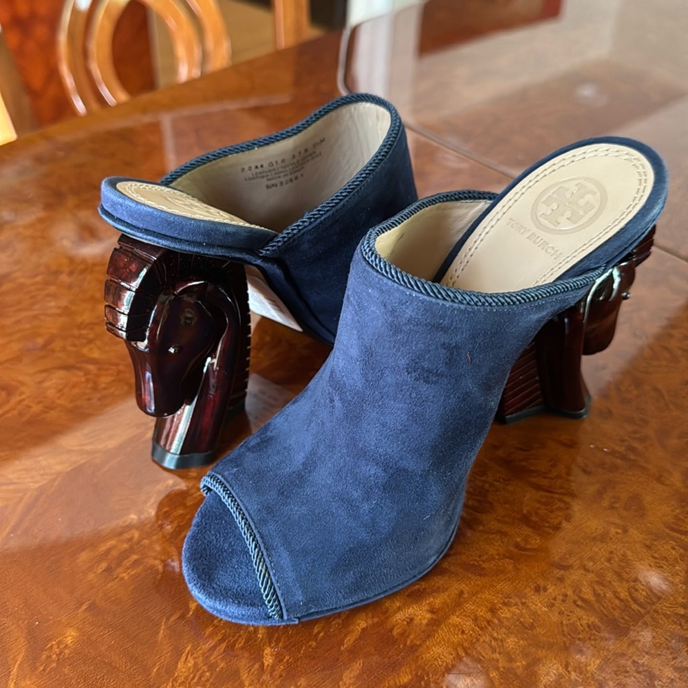 Tory Burch Barton Suede Horse - Heel Mule